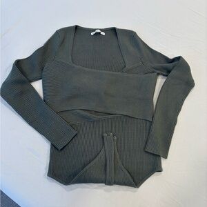 Abercrombie & Fitch Ribbed Knit Body in Olive Green